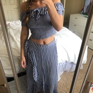 2 piece nautical top/skirt set
